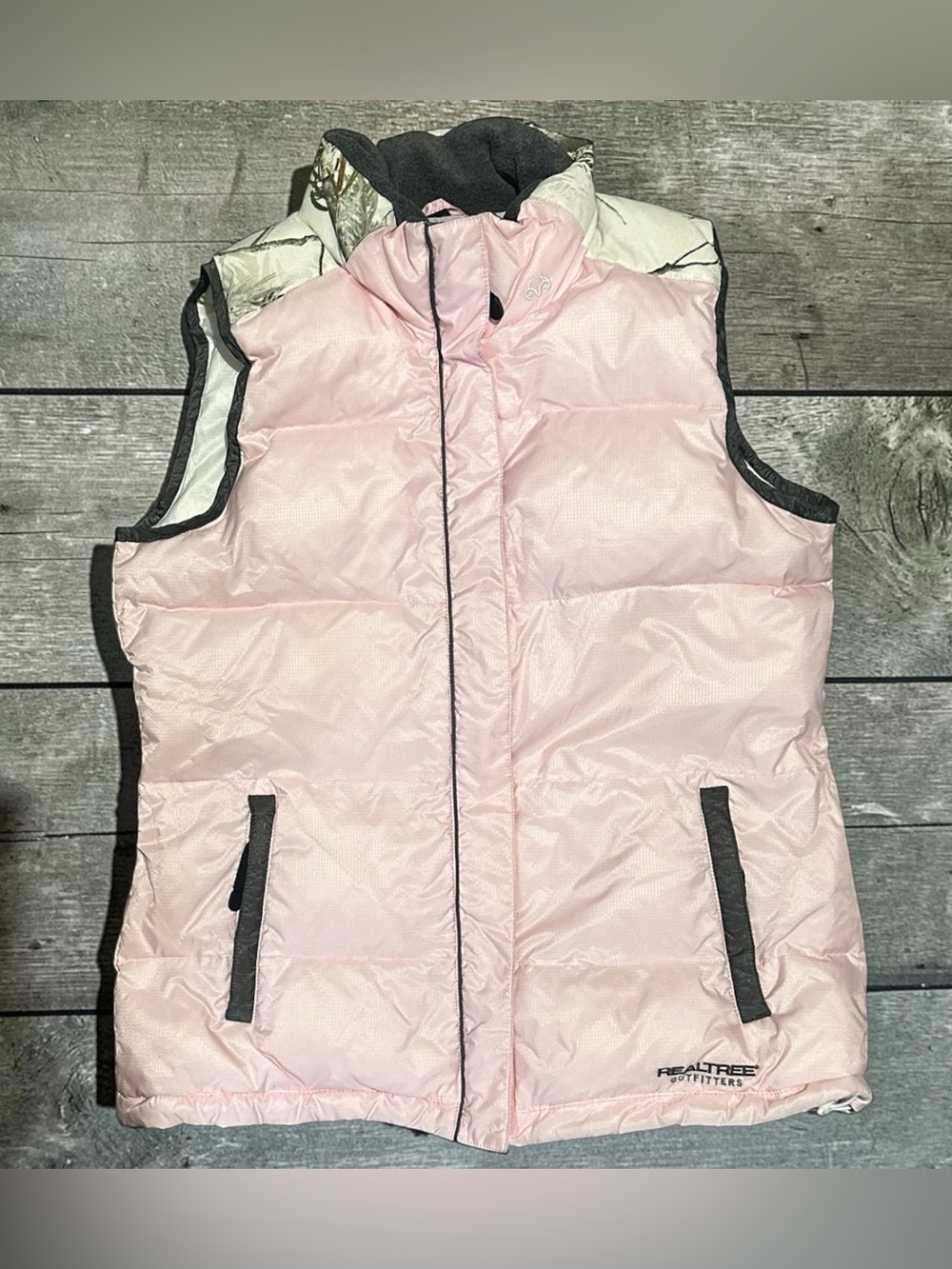 Realtree Outfitters Pink Camo Puffer Vest Womens L Down Feather Hunting Gilet